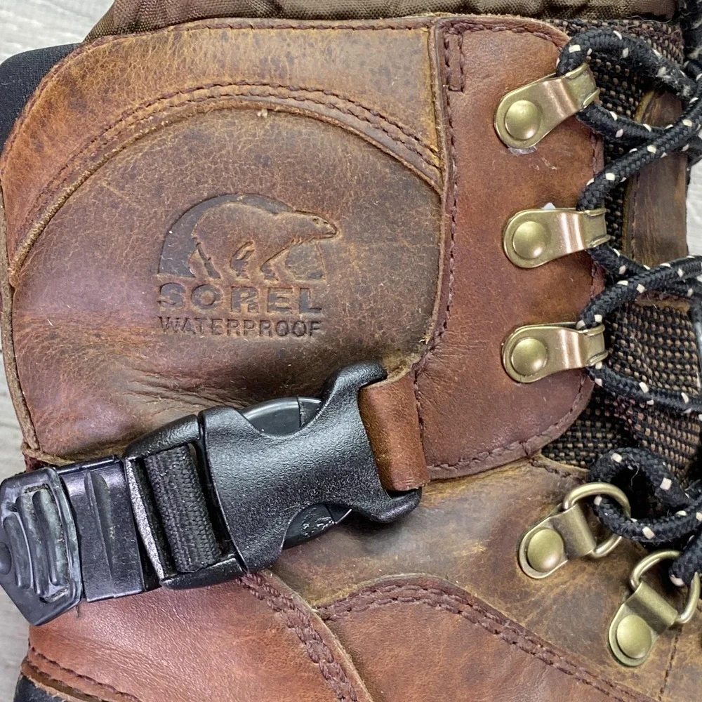 Sorel Boots Mens Size 7 Brown Leather Insulated Waterproof Winter Snow Hiking